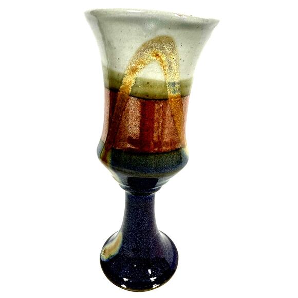 Studio Art Pottery Vintage 7.5" Wine Goblet-Excellent Mint Condition-Stunning! - Picture 2 of 6